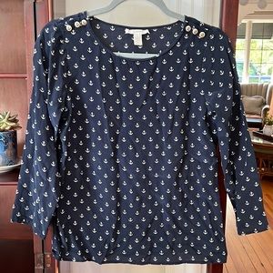 J. Crew 100% Silk Nautical Anchor Top 4